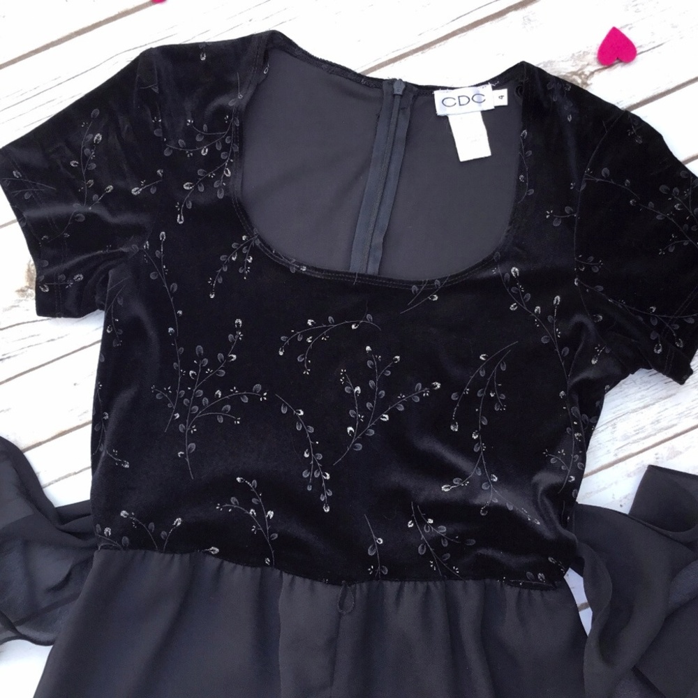 Vintage CDC Black Embroidered Sheer Panel Jumpsuit
